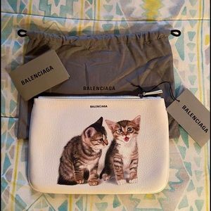 Brand New Designer Balenciaga Small White Kitten 🐈‍⬛ Pouch!!